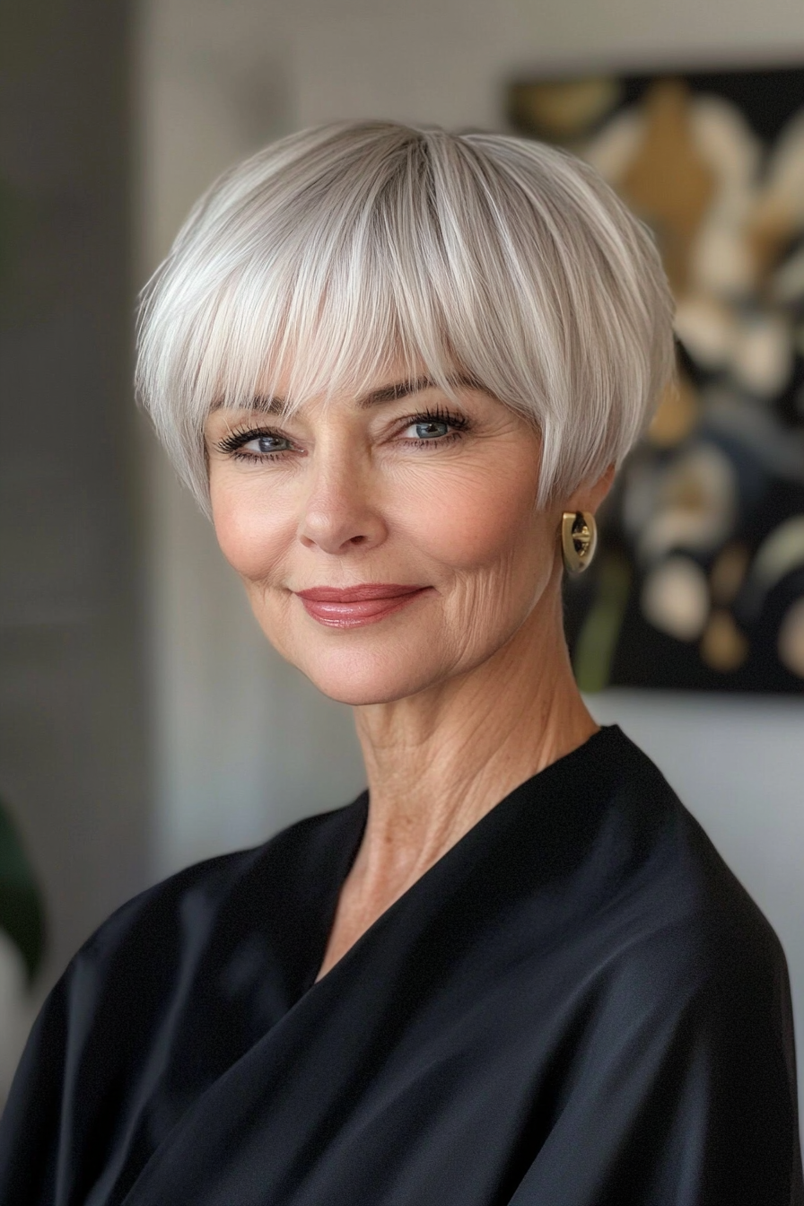 12. Modern Bowl Cut (Short Haircuts For Women Over 60 With Fine Hair) - Short Haircuts For Women Over 60 With Fine Hair