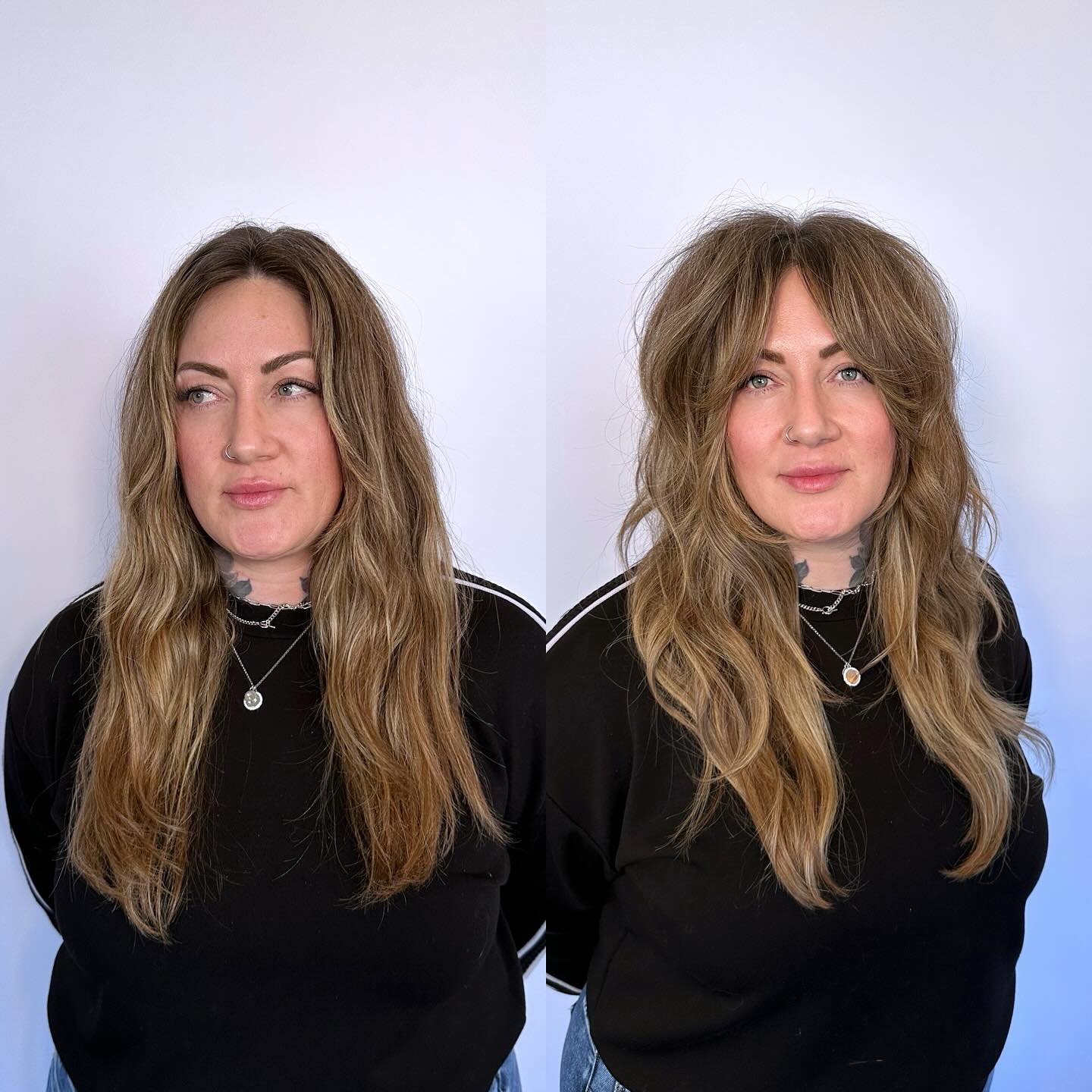 4. Lush Curtain Bangs with Layered Lengths - Before and After Hairstyles/Haircut Ideas