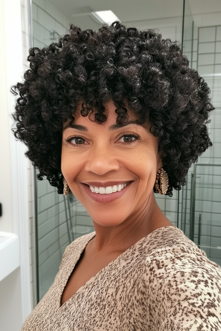 22. Short Tapered Afro in Natural Black (Short Hairstyles For Older Women With Curly Hair) - Short Hairstyles For Older Women With Curly Hair