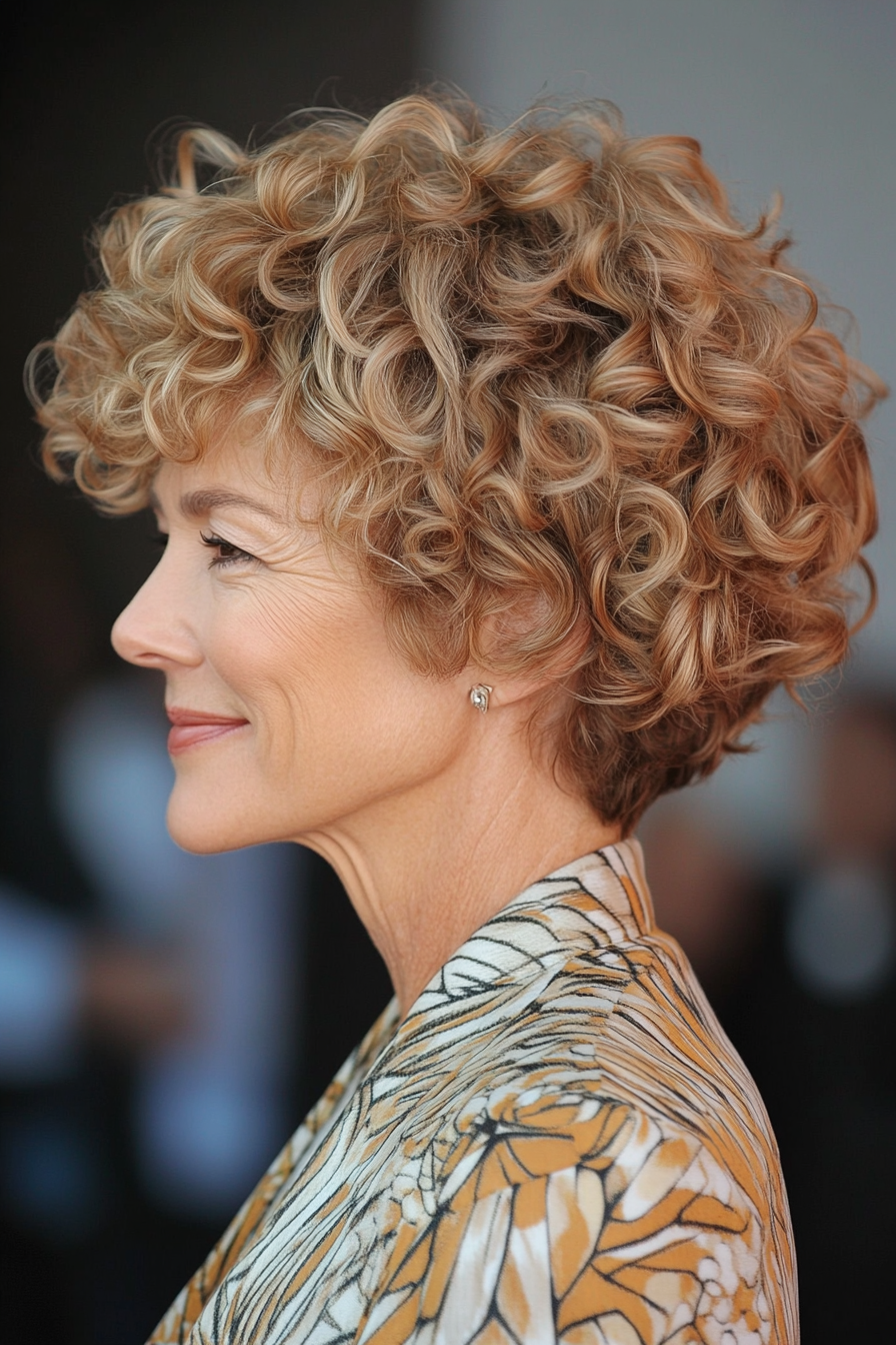 24. Soft Curly Crop in Sandy Blonde (Short Hairstyles For Older Women With Curly Hair) - Short Hairstyles For Older Women With Curly Hair