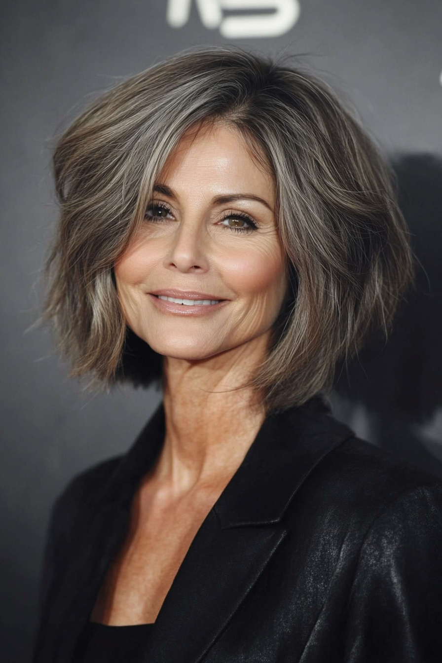 2. Textured Bob in Ash Brown (Short Hairstyles For Women Over 50 With Fine Hair) - Short Hairstyles For Women Over 50 With Fine Hair