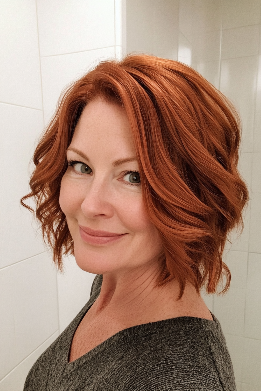 5. Wavy Bob in Soft Auburn (Short Hairstyles For Women Over 50 With Fine Hair) - Short Hairstyles For Women Over 50 With Fine Hair