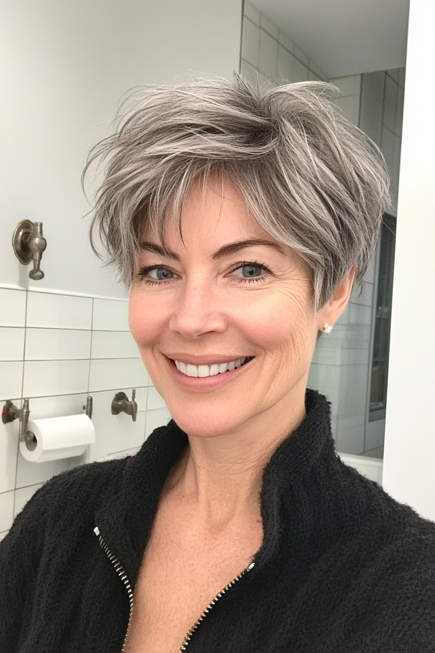 19. Textured Crop with Light Ash Gray (Short Hairstyles For Women Over 50 With Fine Hair) - Short Hairstyles For Women Over 50 With Fine Hair