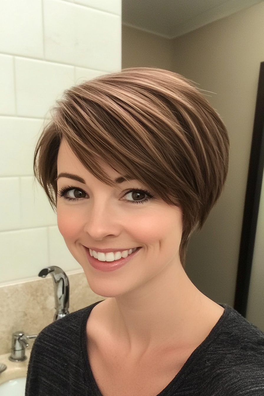 16. Tapered Pixie in Soft Mocha (Short Layered Haircuts With Side Bangs) - Short Layered Haircuts With Side Bangs
