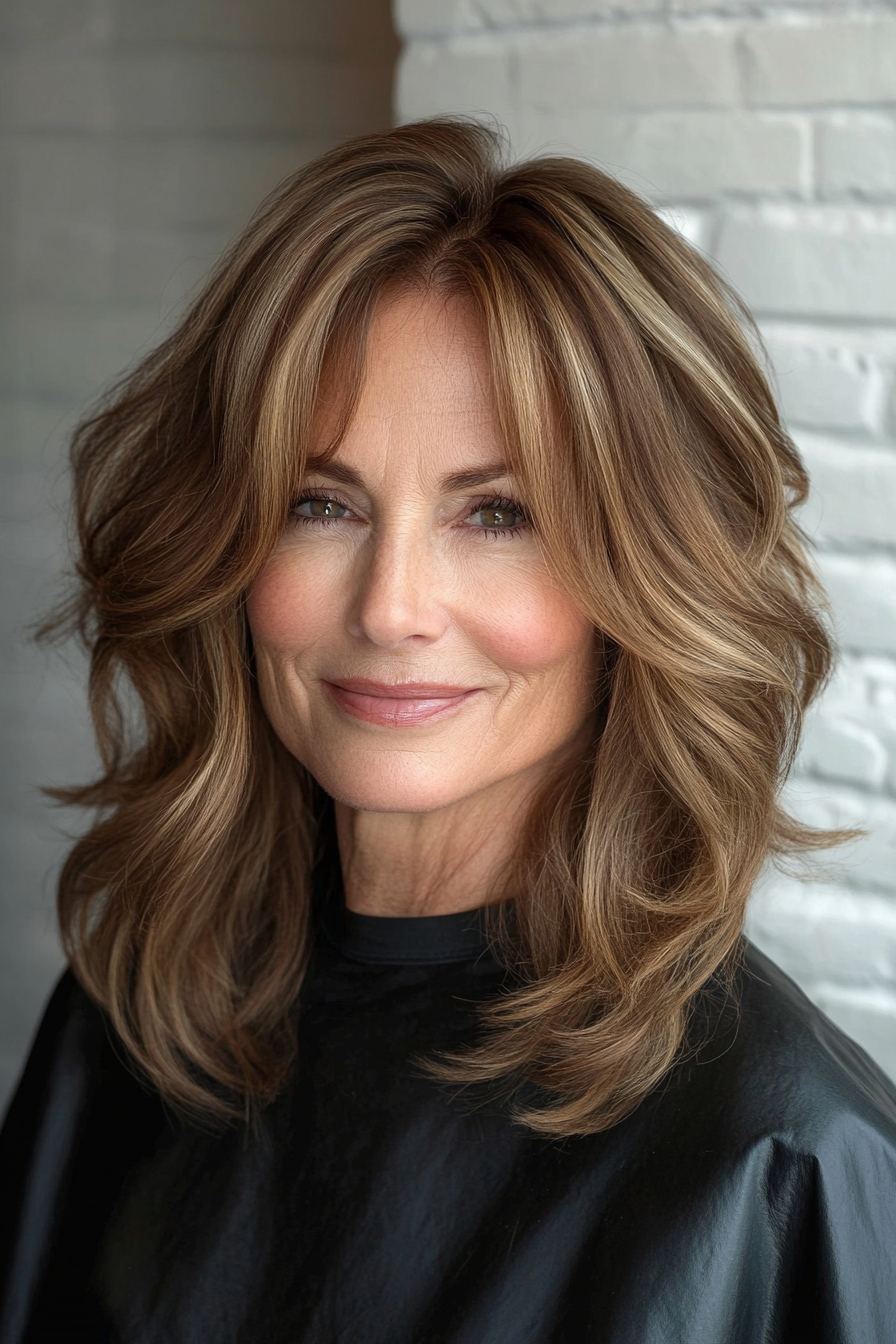 17. Medium-Length Waves in Chestnut Brown (Easy Hairstyles For Older Women) - Easy Hairstyles For Older Women