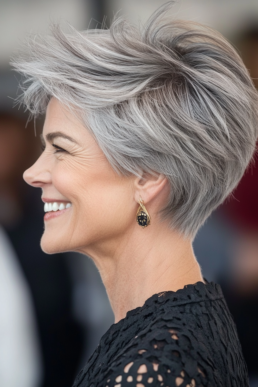 27. Layered Pixie with Soft Gray Tones (Easy Hairstyles For Older Women) - Easy Hairstyles For Older Women