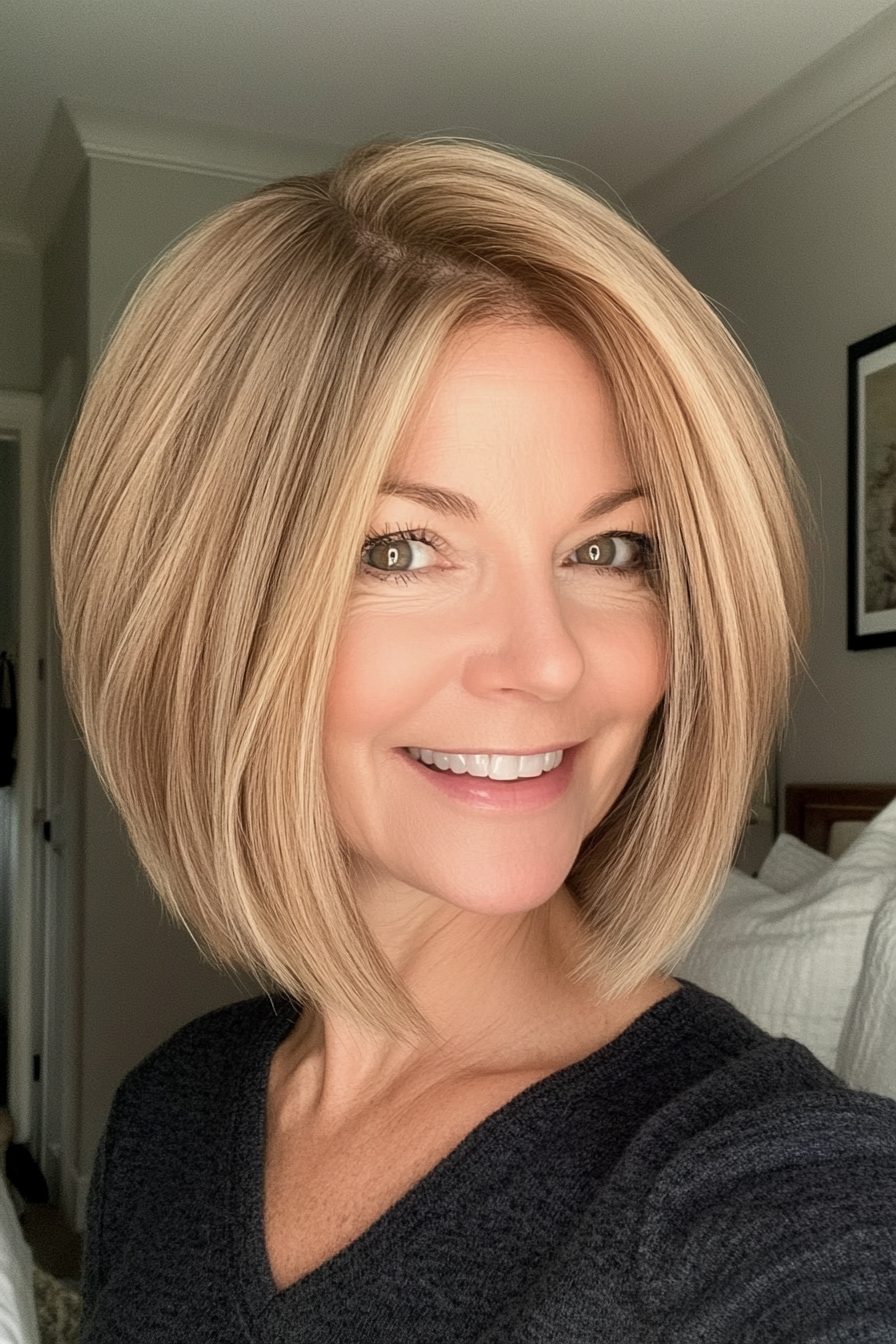 1. Soft Layered Bob - Honey Blonde (Modern Hairstyles For Women Over 50) - Modern Hairstyles For Women Over 50