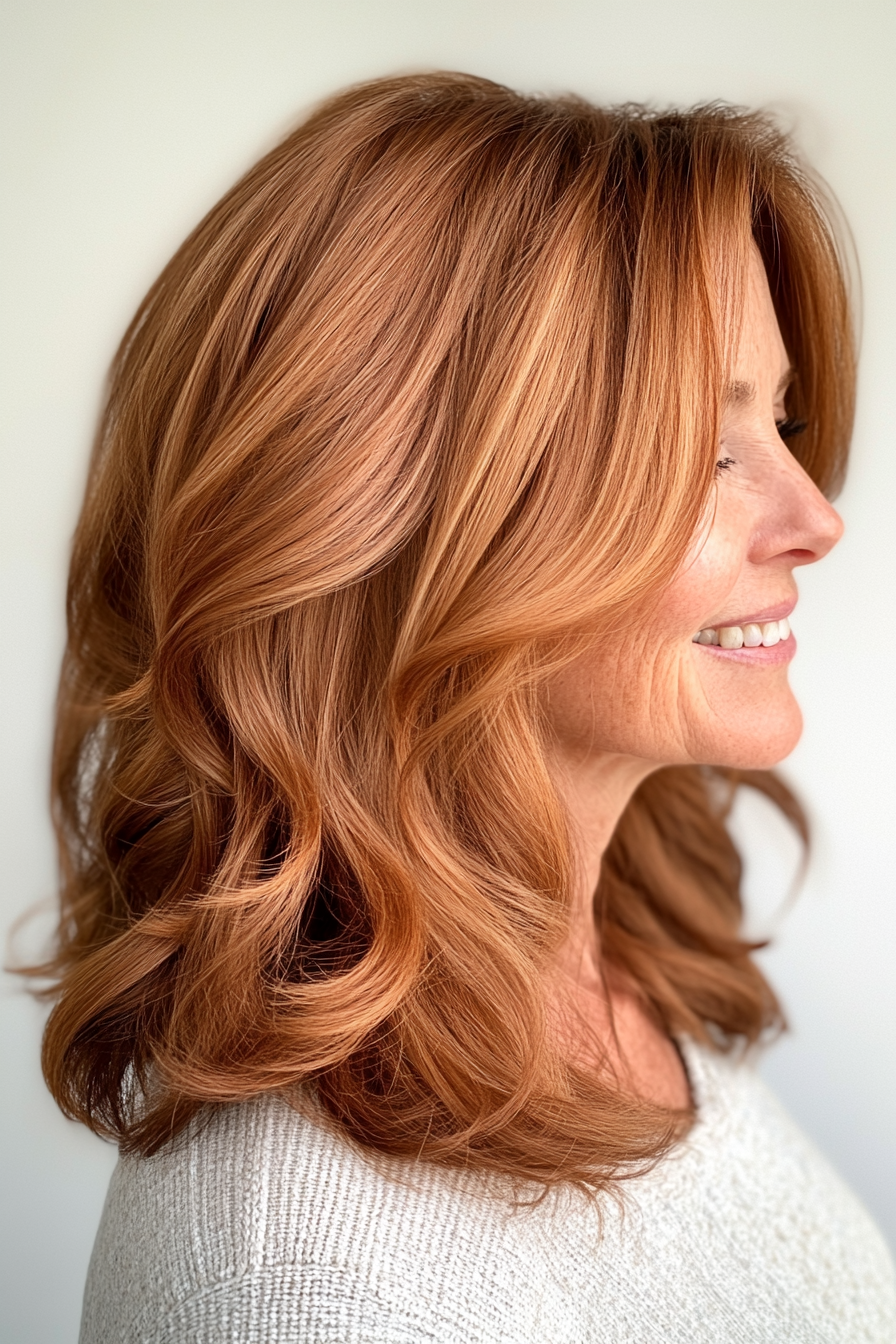 4. Feathered Waves - Chestnut Brown (Modern Hairstyles For Women Over 50) - Modern Hairstyles For Women Over 50