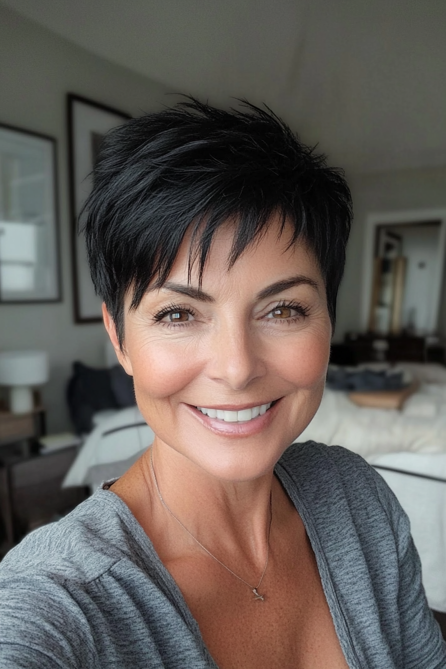 5. Sleek Ultra-Short - Jet Black (Modern Hairstyles For Women Over 50) - Modern Hairstyles For Women Over 50