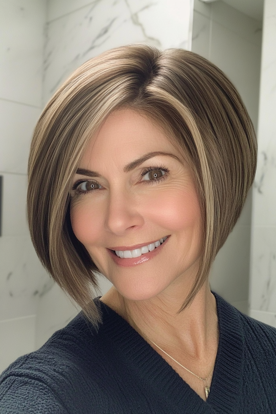 9. Asymmetrical Cut - Light Brown (Modern Hairstyles For Women Over 50) - Modern Hairstyles For Women Over 50