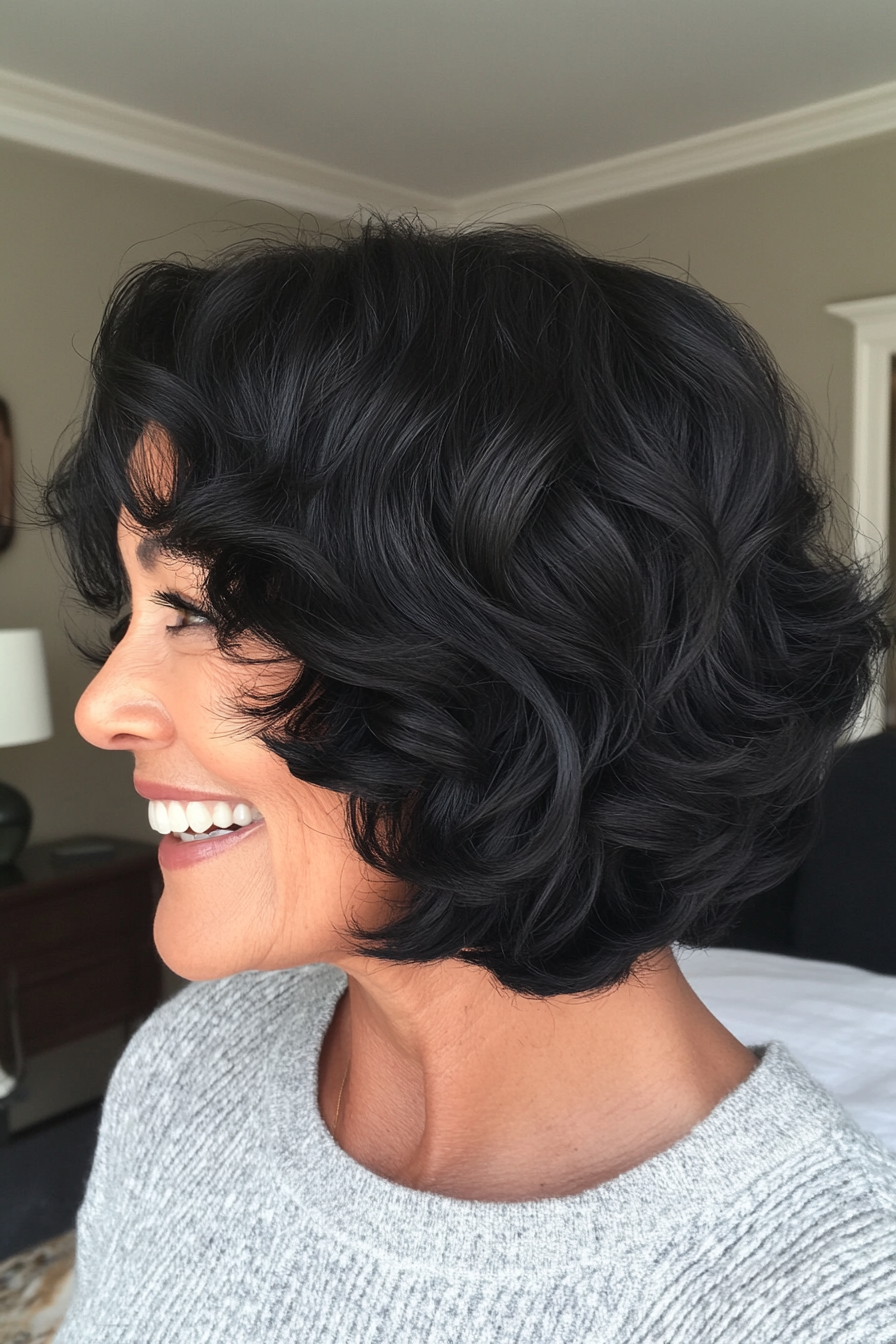10. Curly Volume Bob - Natural Black (Modern Hairstyles For Women Over 50) - Modern Hairstyles For Women Over 50