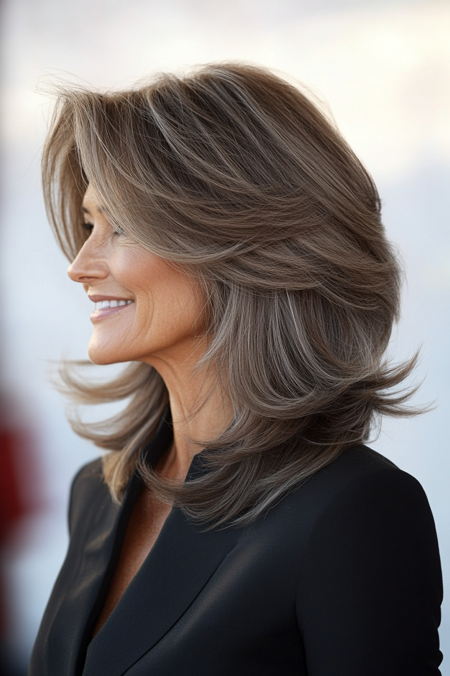 12. Sculpted Layers - Ash Brown (Modern Hairstyles For Women Over 50) - Modern Hairstyles For Women Over 50