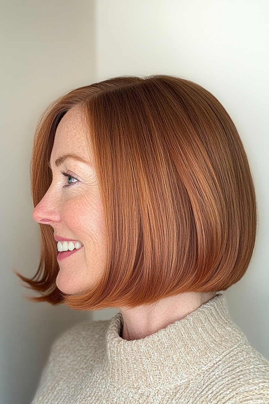 15. Smooth Bob - Copper (Modern Hairstyles For Women Over 50) - Modern Hairstyles For Women Over 50