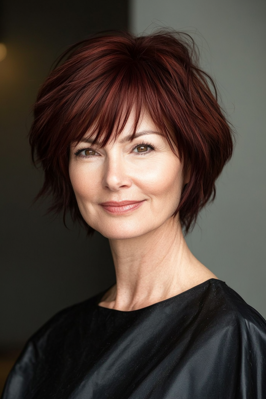 16. Modern Pageboy - Dark Auburn (Modern Hairstyles For Women Over 50) - Modern Hairstyles For Women Over 50