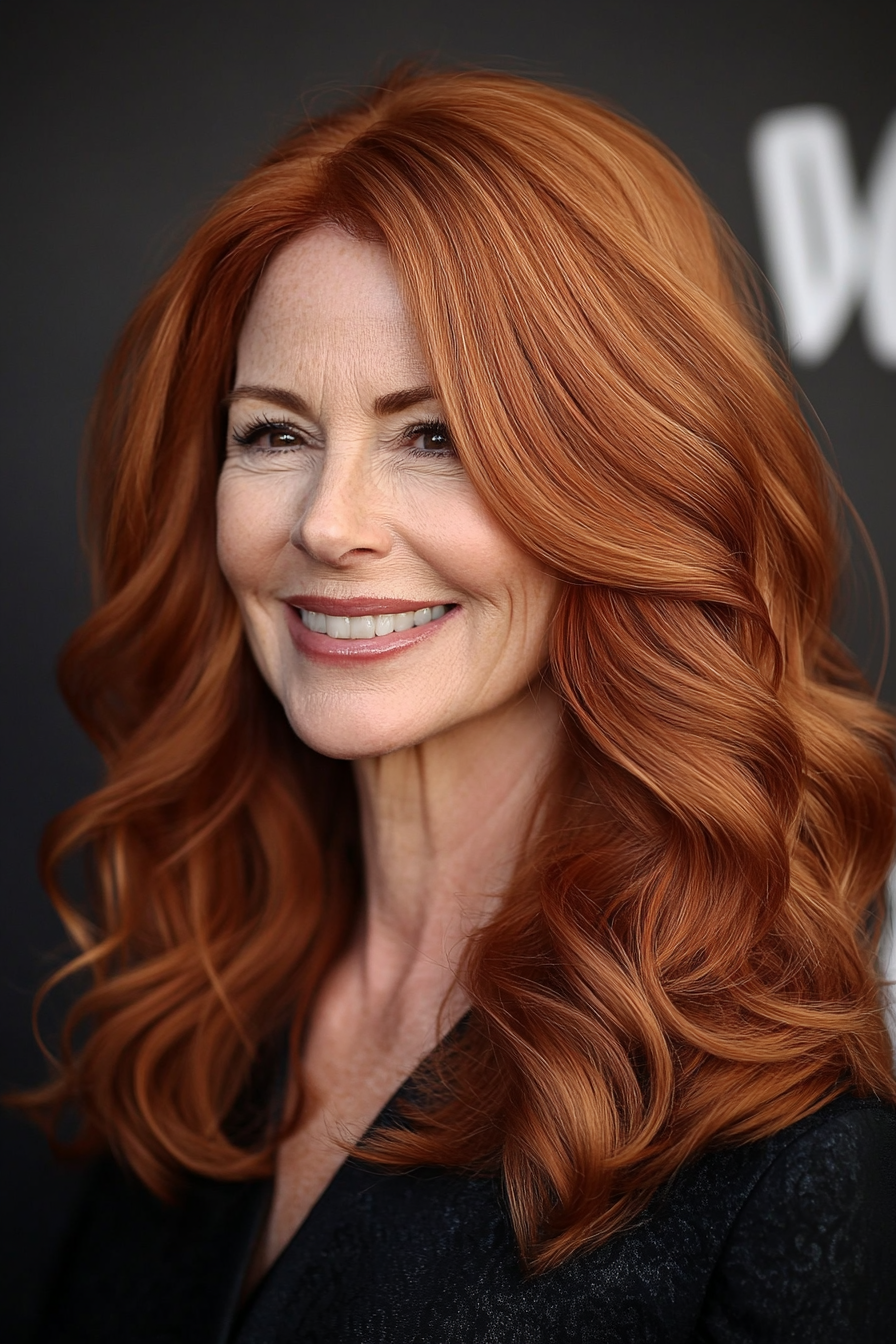 20. Elegant Waves - Light Auburn (Modern Hairstyles For Women Over 50) - Modern Hairstyles For Women Over 50