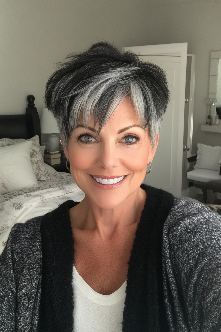 21. Bold Pixie - Salt and Pepper (Modern Hairstyles For Women Over 50) - Modern Hairstyles For Women Over 50