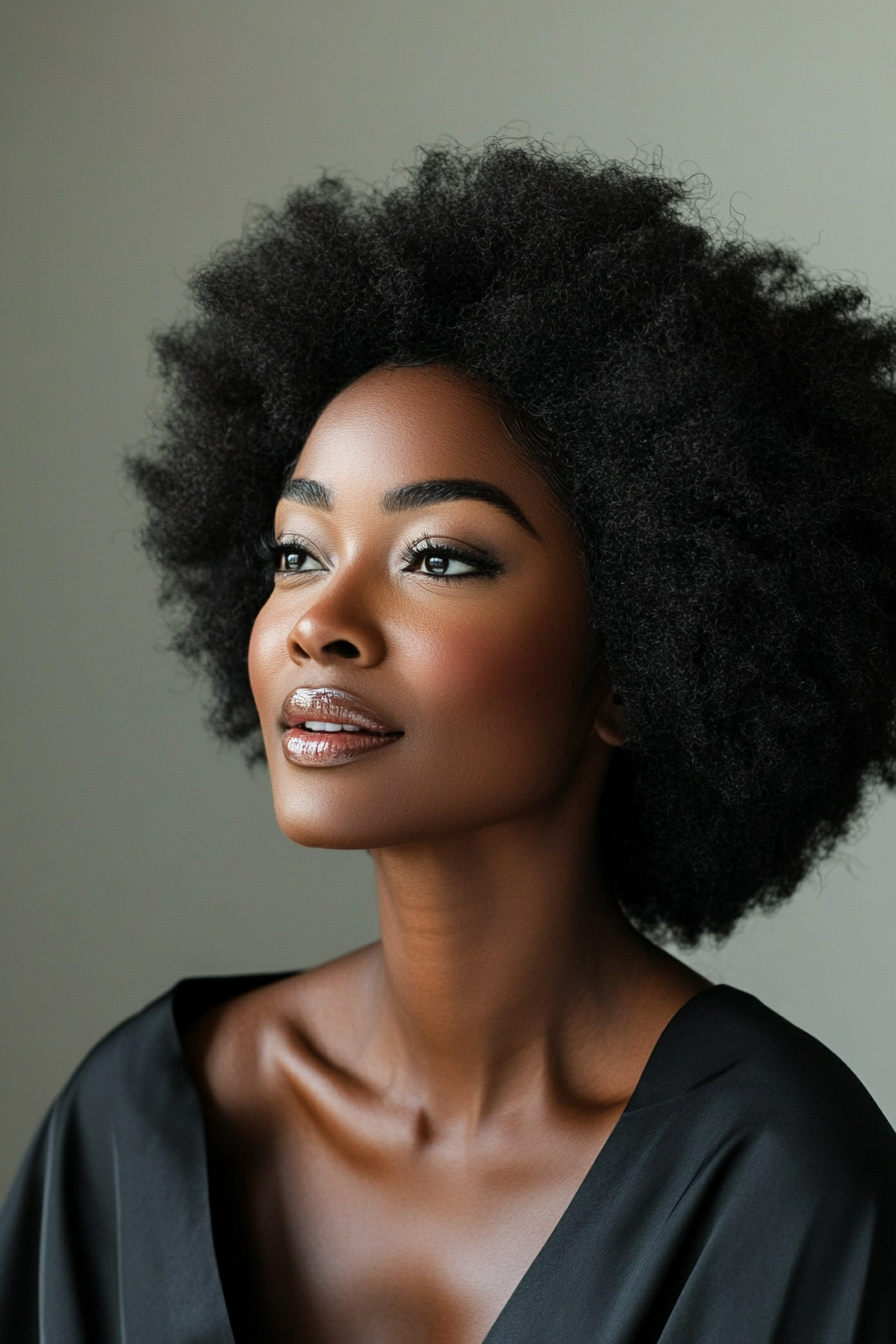 25. Sculpted Afro - Deep Brown (Modern Hairstyles For Women Over 50) - Modern Hairstyles For Women Over 50