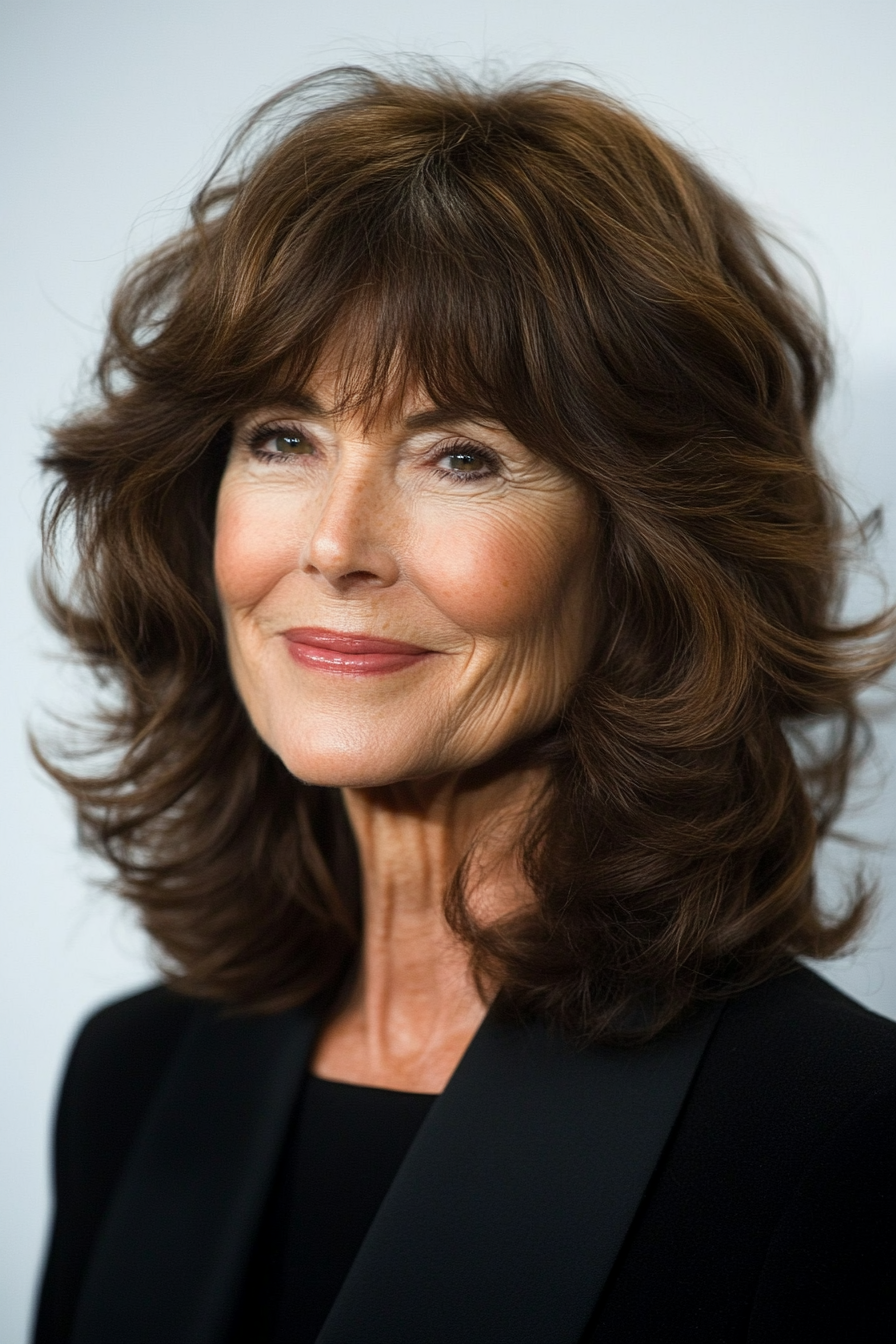 3. Soft Brunette Waves (Shag Haircuts For Women Over 60) - Shag Haircuts For Women Over 60