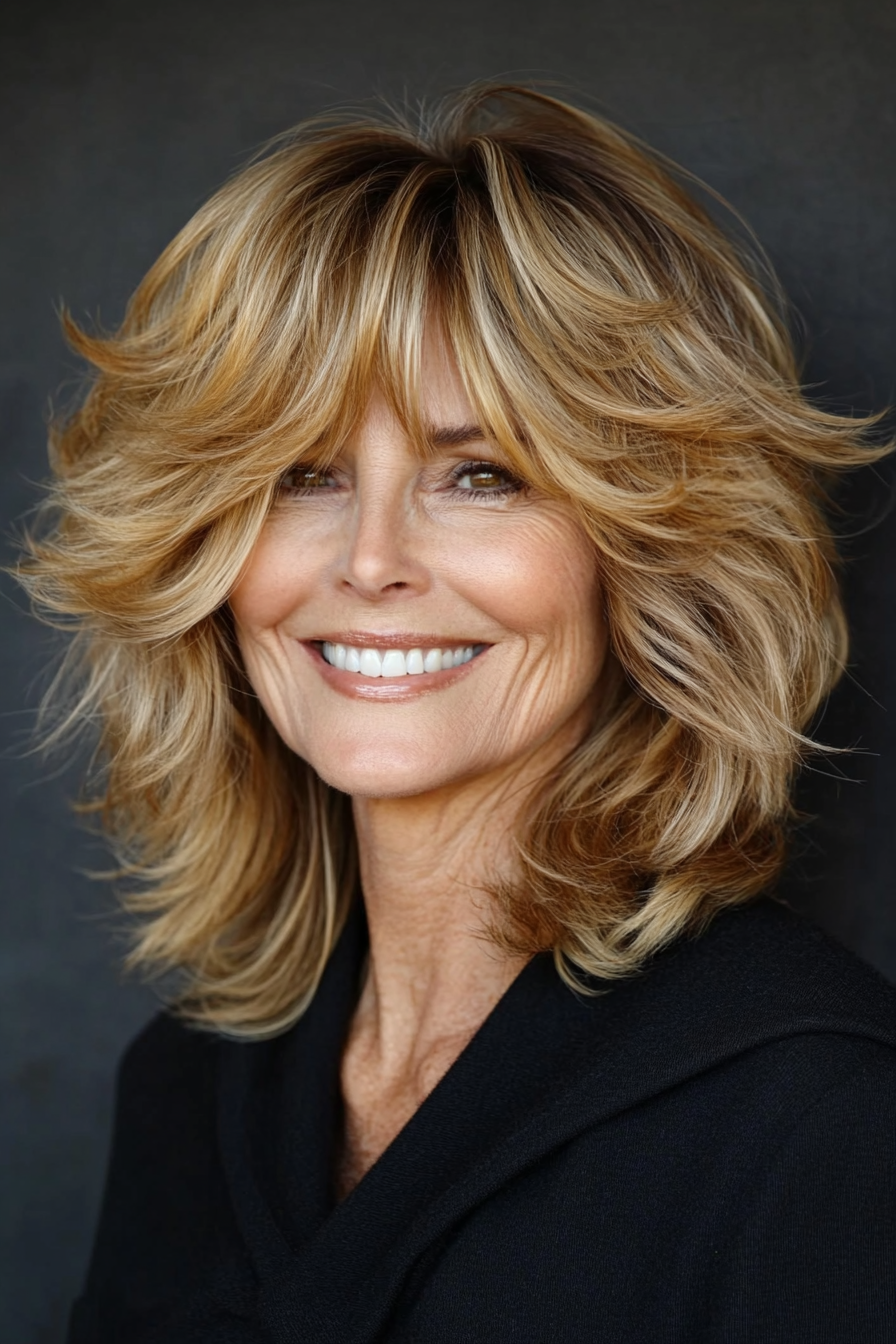 4. Golden Sunrise Shag (Shag Haircuts For Women Over 60) - Shag Haircuts For Women Over 60