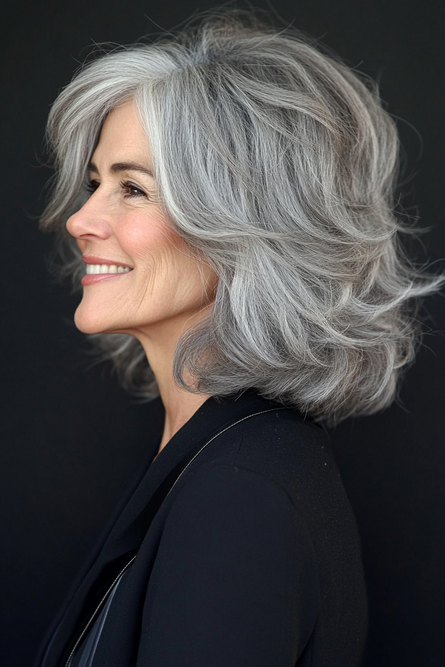 7. Pebble Grey Casual Shag (Shag Haircuts For Women Over 60) - Shag Haircuts For Women Over 60