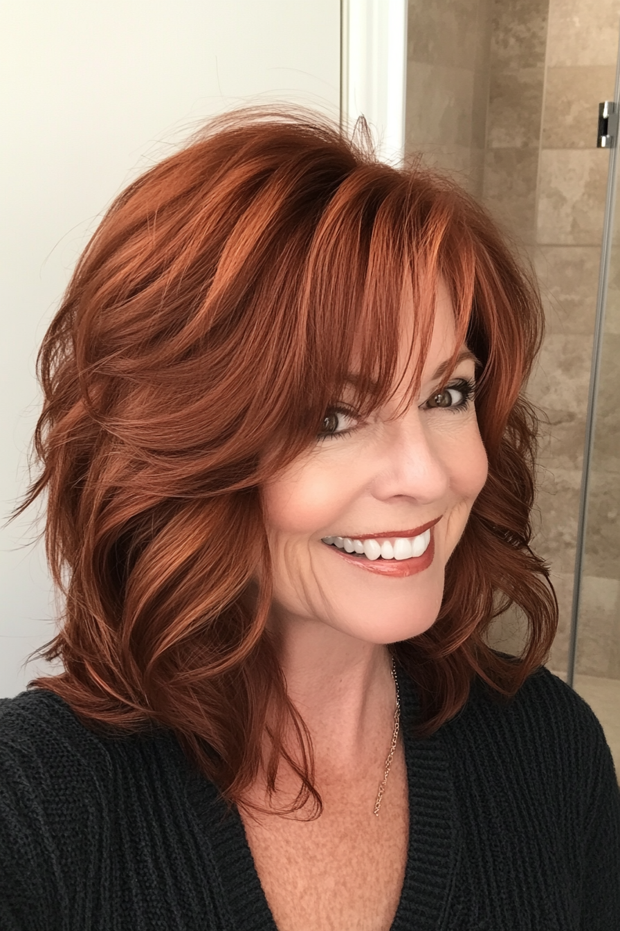 8. Rich Auburn Charm (Shag Haircuts For Women Over 60) - Shag Haircuts For Women Over 60