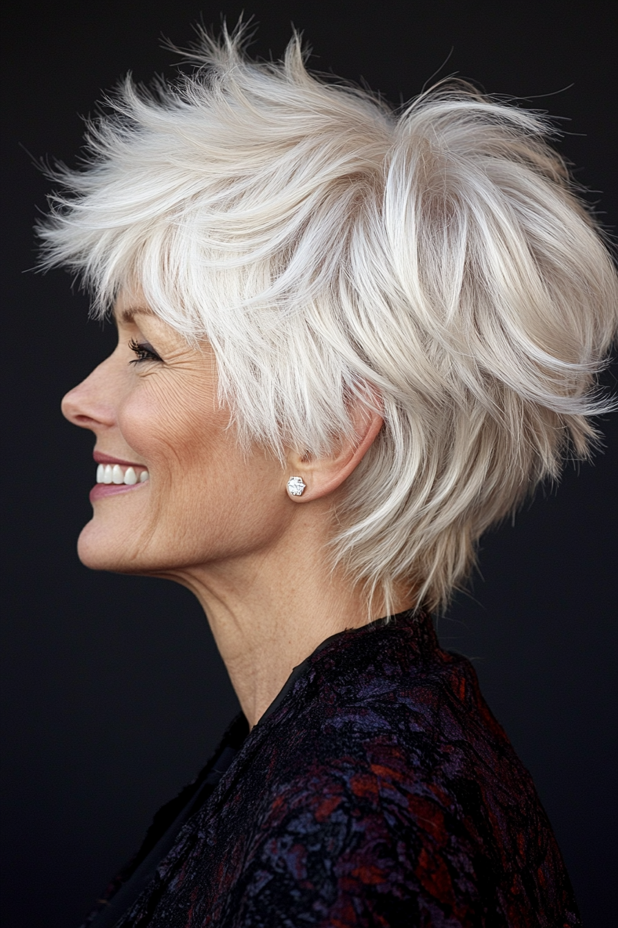 11. Platinum Pixie Shag (Shag Haircuts For Women Over 60) - Shag Haircuts For Women Over 60