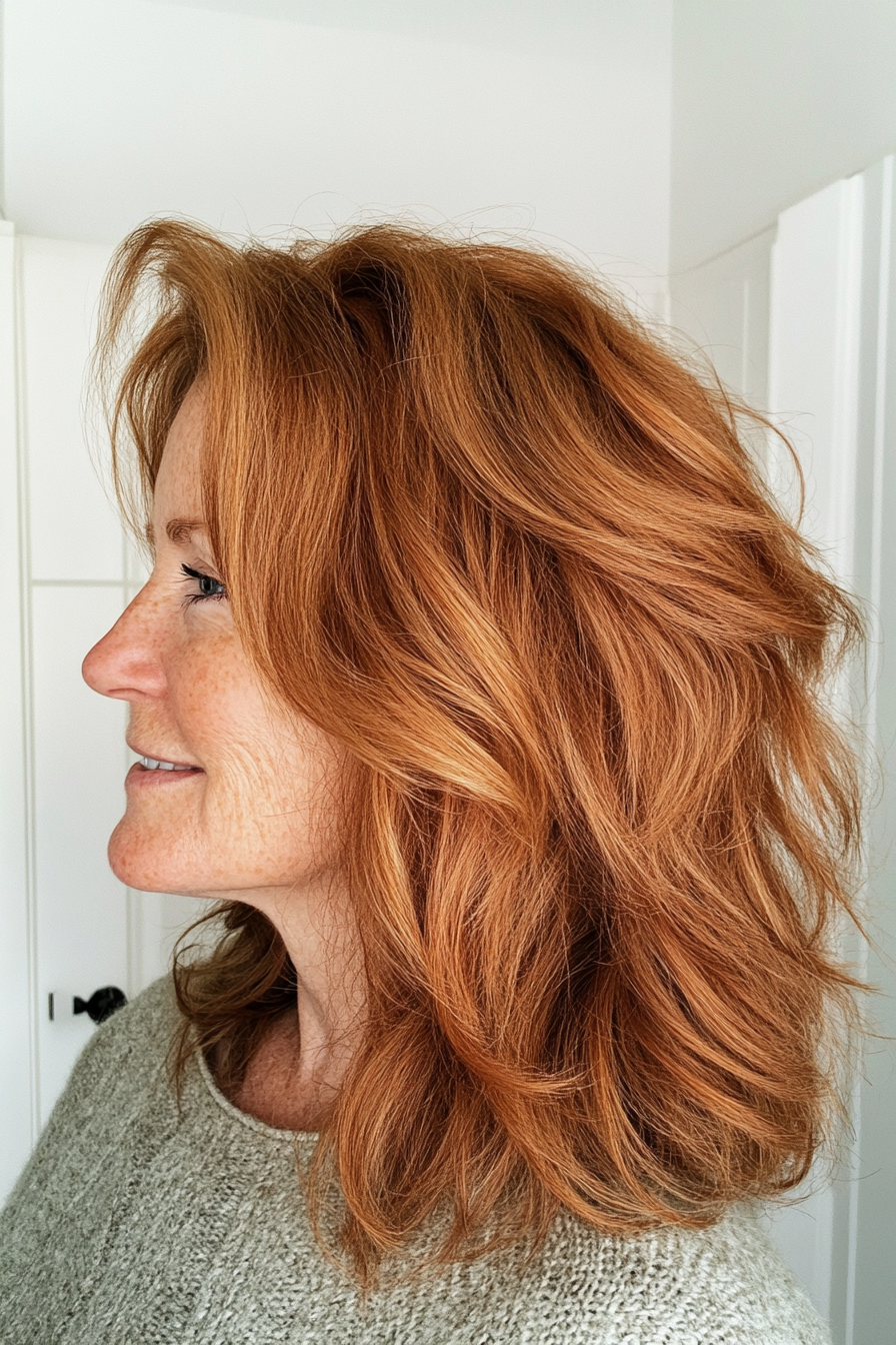 14. Natural Ginger Shag (Shag Haircuts For Women Over 60) - Shag Haircuts For Women Over 60