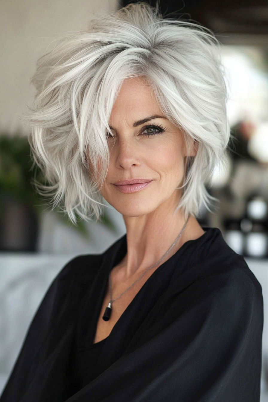 15. Frosty Silver Shag (Shag Haircuts For Women Over 60) - Shag Haircuts For Women Over 60