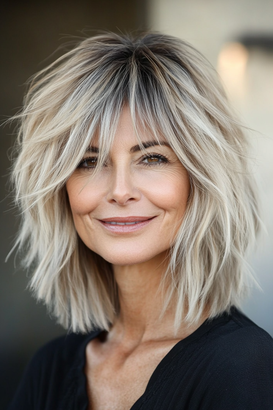 16. Ash Blonde Bob Shag (Shag Haircuts For Women Over 60) - Shag Haircuts For Women Over 60