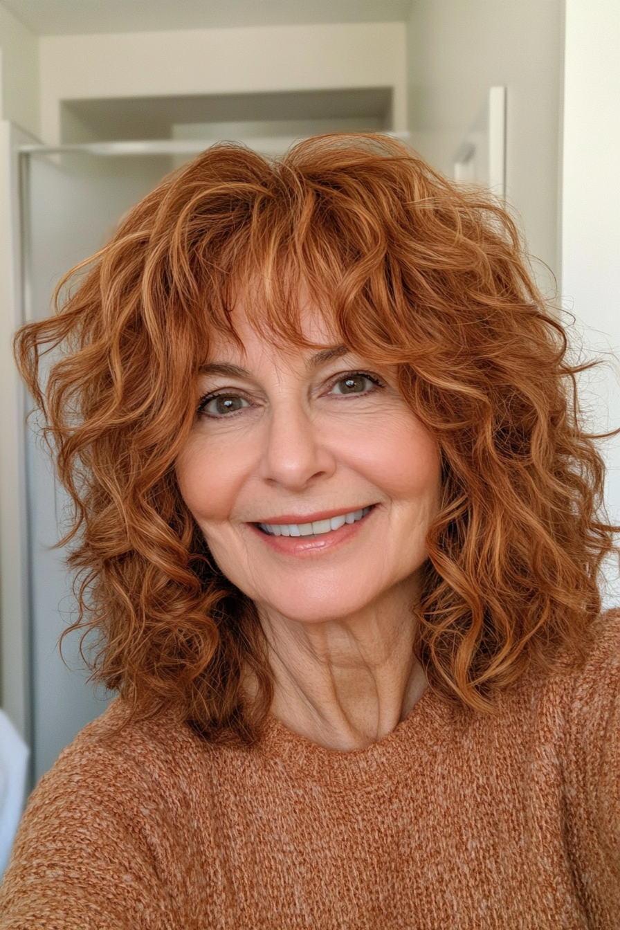 20. Copper Coil Shag (Shag Haircuts For Women Over 60) - Shag Haircuts For Women Over 60