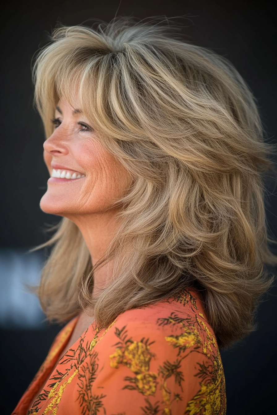 24. Goldenrod Glow Shag (Shag Haircuts For Women Over 60) - Shag Haircuts For Women Over 60