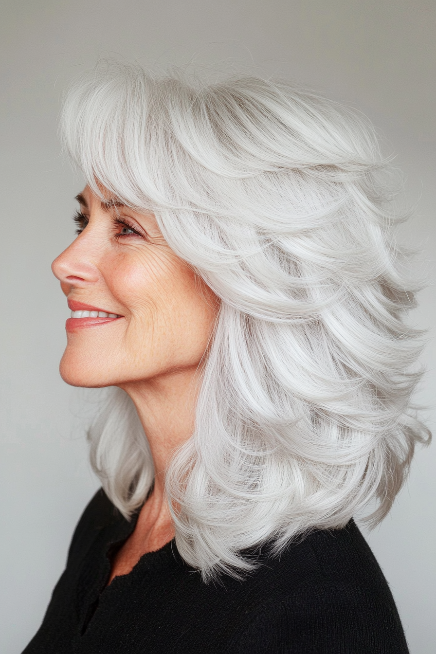 27. Pearl White Shag (Shag Haircuts For Women Over 60) - Shag Haircuts For Women Over 60