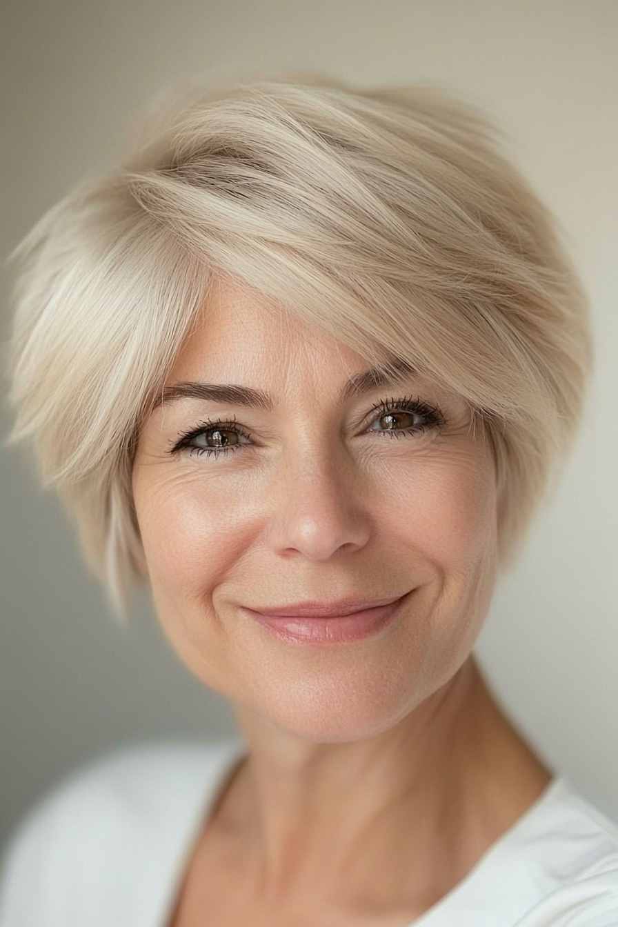 4. Feathered Style in Honey Blonde (Short Haircuts For Older Women With Fine Hair) - Short Haircuts For Older Women With Fine Hair