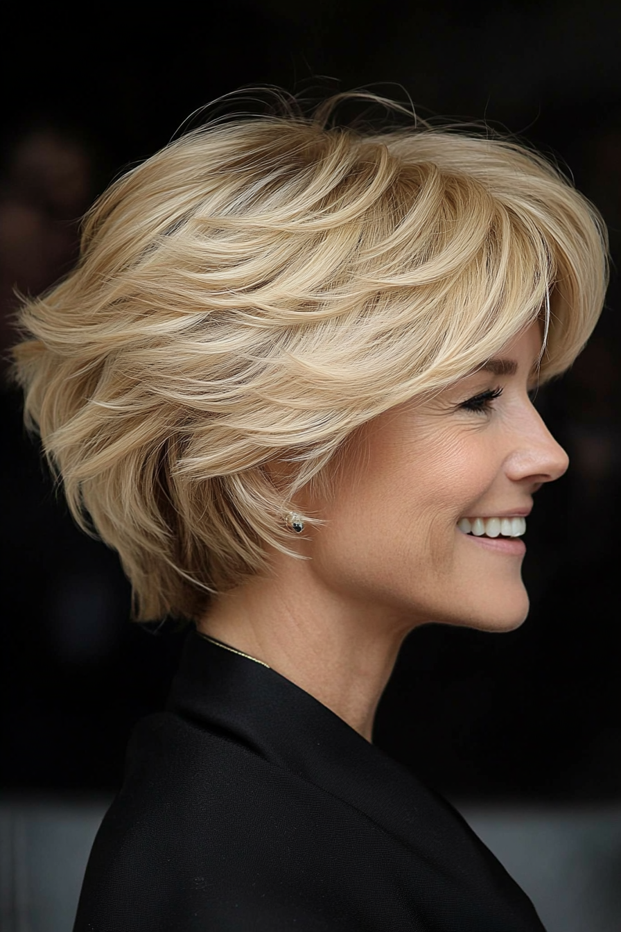 20. Tousled Elegance in Medium Blonde (Short Haircuts For Older Women With Fine Hair) - Short Haircuts For Older Women With Fine Hair