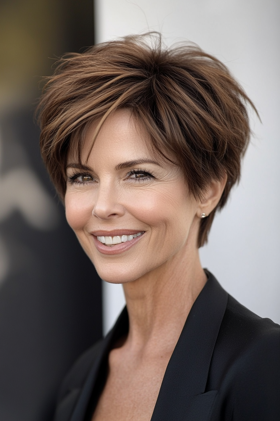 22. Effortless Chic Pixie in Soft Brown (Short Haircuts For Older Women With Fine Hair) - Short Haircuts For Older Women With Fine Hair