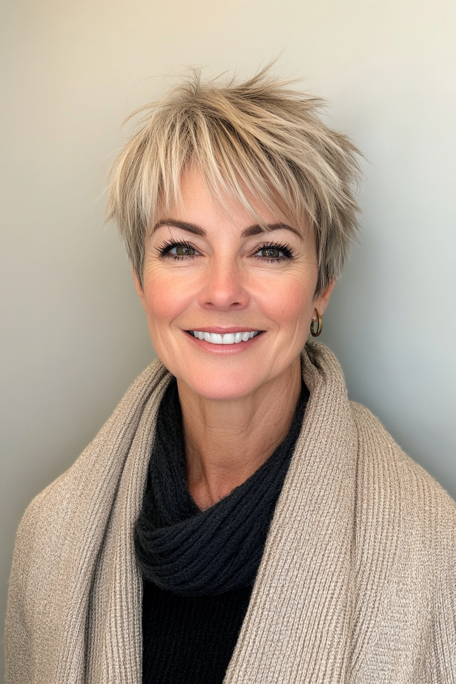 23. Lively Layered Crop in Rich Honey (Short Haircuts For Older Women With Fine Hair) - Short Haircuts For Older Women With Fine Hair