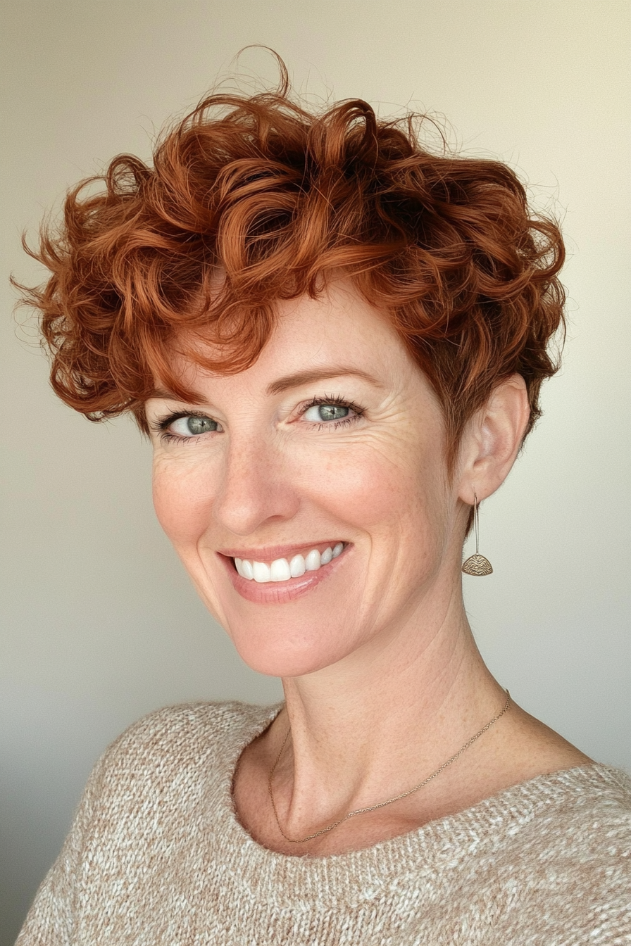 6. Curly Taper – Auburn (Short Hairstyles For Women Over 50 With Thin Hair) - Short Hairstyles For Women Over 50 With Thin Hair