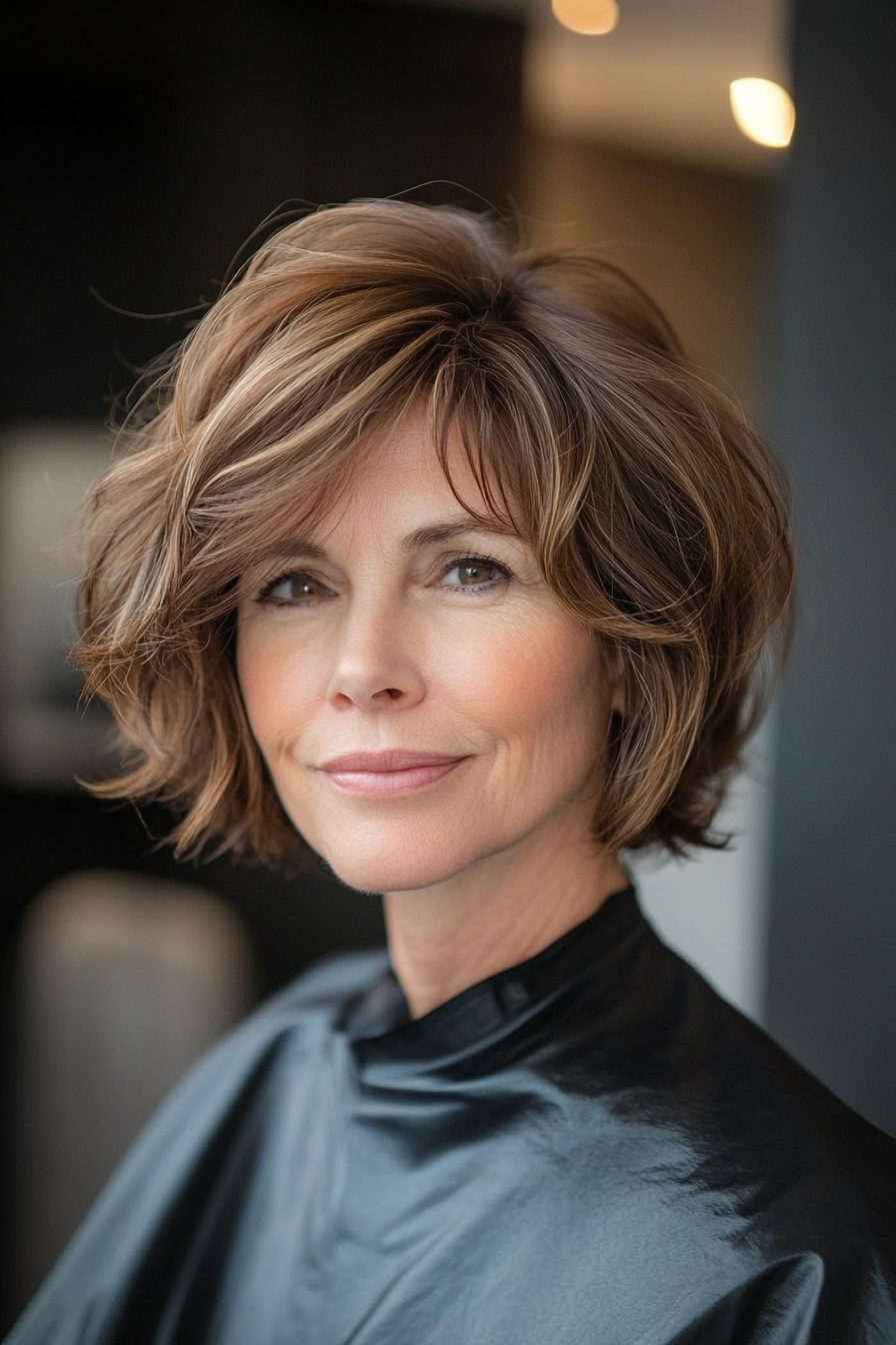 10. Classic Tousled Bob – Chestnut (Short Hairstyles For Women Over 50 With Thin Hair) - Short Hairstyles For Women Over 50 With Thin Hair