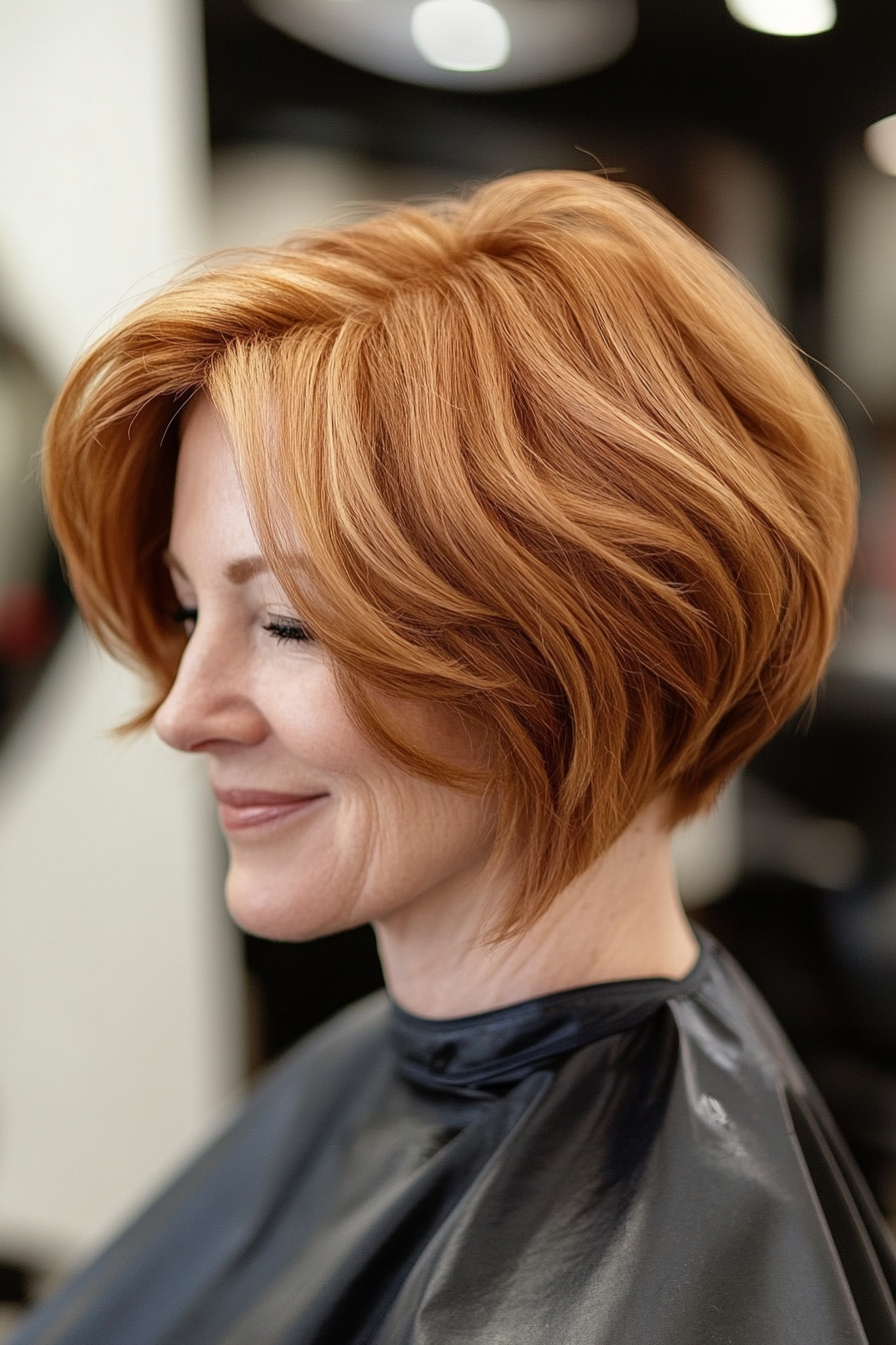 16. Angled Bob – Copper (Short Hairstyles For Women Over 50 With Thin Hair) - Short Hairstyles For Women Over 50 With Thin Hair
