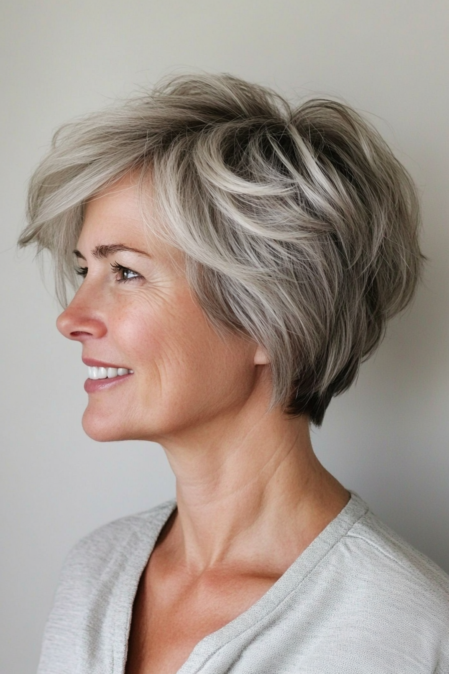 23. Casual Layered Cut – Dark Ash Blonde (Short Hairstyles For Women Over 50 With Thin Hair) - Short Hairstyles For Women Over 50 With Thin Hair