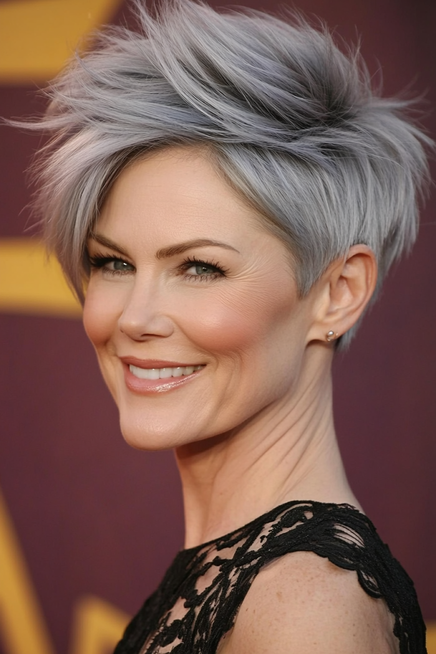 26. Structured Top Crop – Platinum Gray (Short Hairstyles For Women Over 50 With Thin Hair) - Short Hairstyles For Women Over 50 With Thin Hair