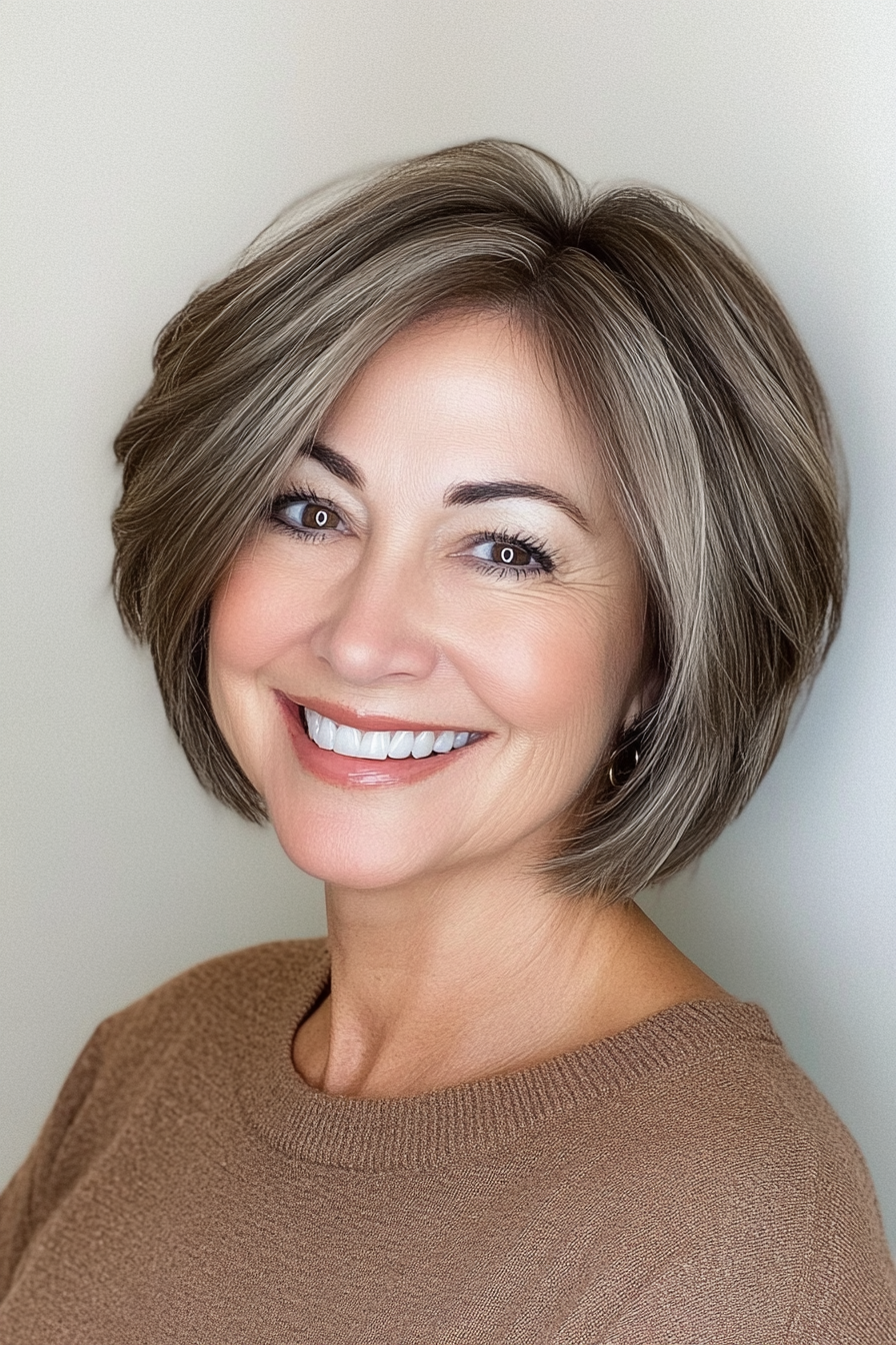 27. Soft Layers Bob – Mocha (Short Hairstyles For Women Over 50 With Thin Hair) - Short Hairstyles For Women Over 50 With Thin Hair