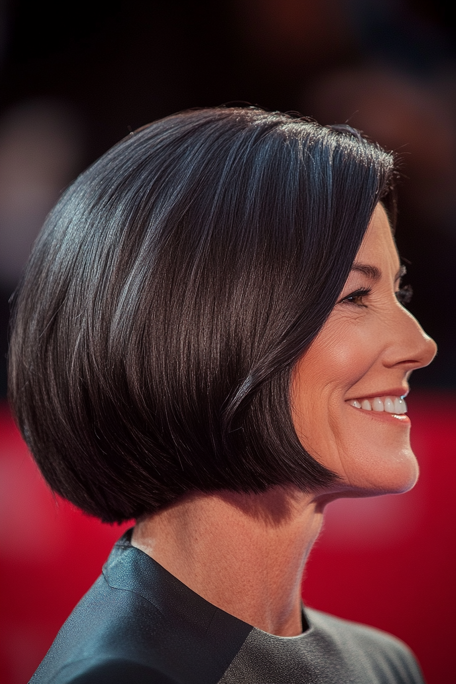 1. Classic Bob in Soft Black (Shorter Haircuts For Older Women) - Shorter Haircuts For Older Women