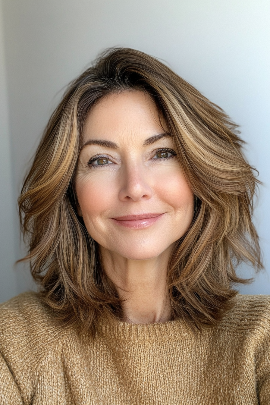 18. Textured Layers in Golden Brown (Shorter Haircuts For Older Women) - Shorter Haircuts For Older Women