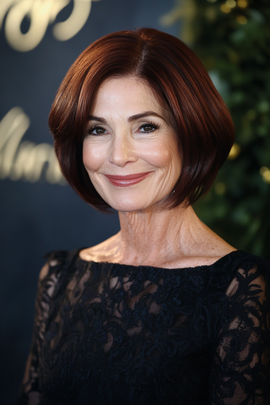 19. Elegant Taper in Mahogany (Shorter Haircuts For Older Women) - Shorter Haircuts For Older Women