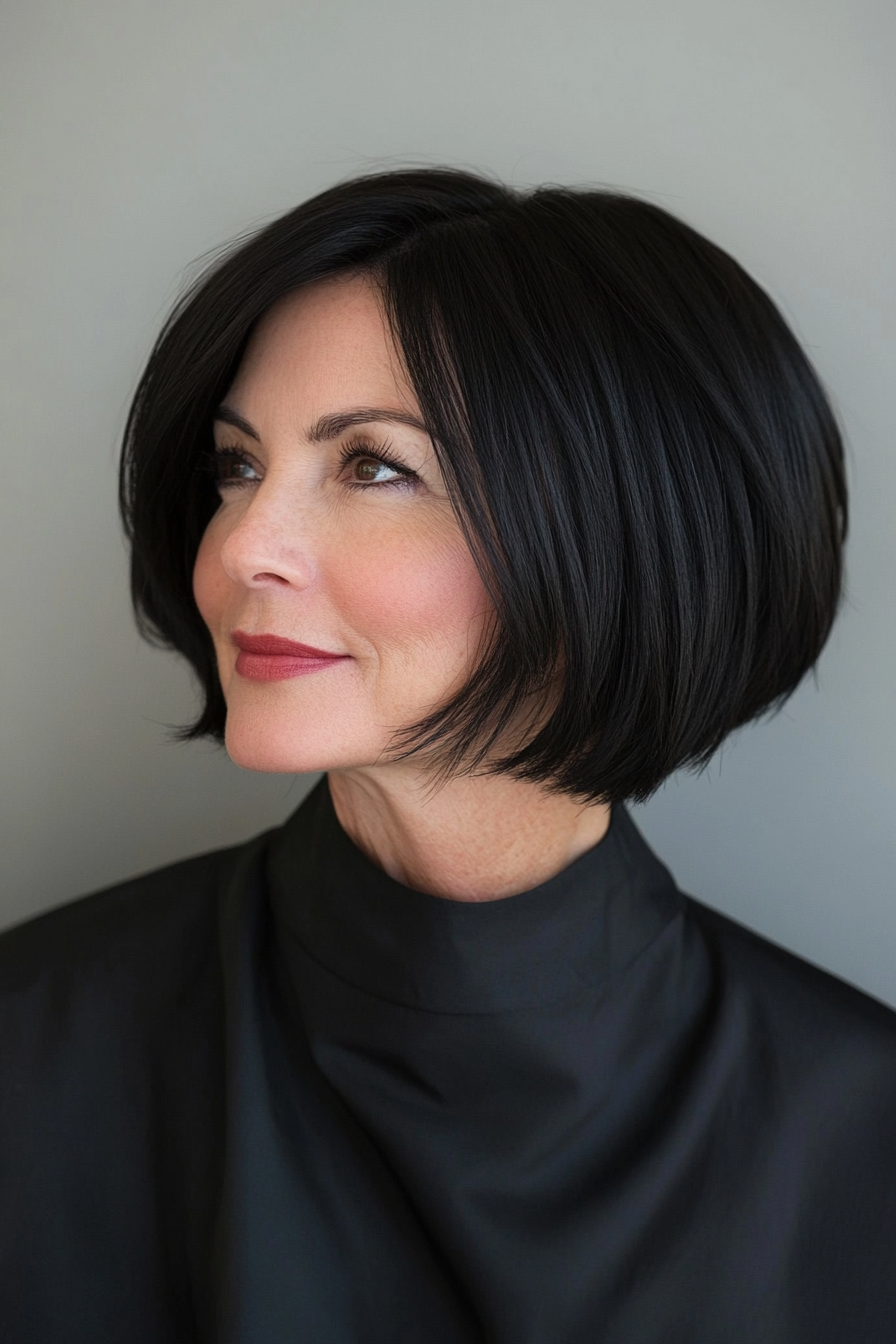 2. Classic Bob in Rich Black (Trendy Haircuts For Women Over 50) - Trendy Haircuts For Women Over 50