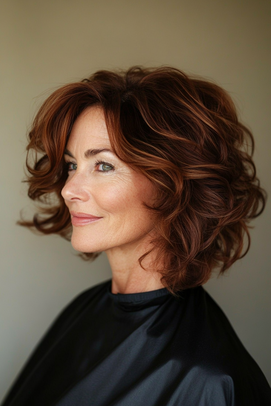11. Soft Curls in Dark Mahogany (Trendy Haircuts For Women Over 50) - Trendy Haircuts For Women Over 50