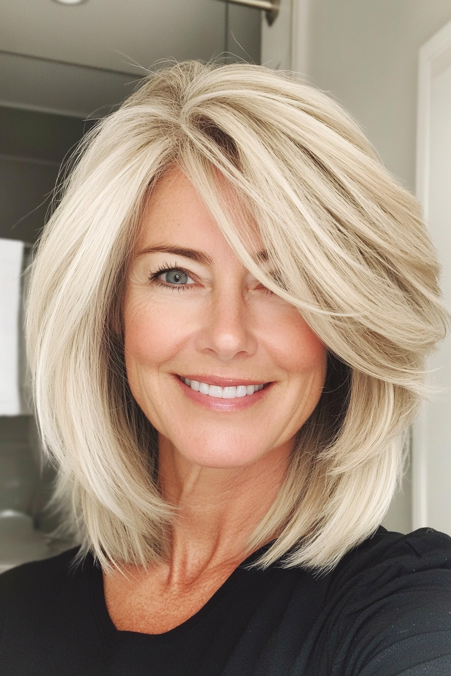 16. Choppy Layers in Natural Blonde (Trendy Haircuts For Women Over 50) - Trendy Haircuts For Women Over 50
