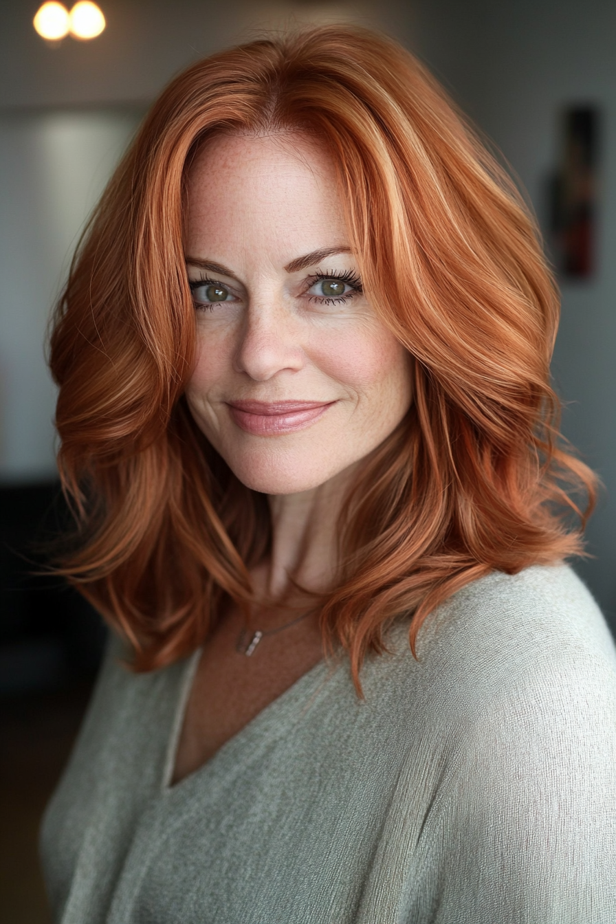 18. Flipped Ends in Soft Copper (Trendy Haircuts For Women Over 50) - Trendy Haircuts For Women Over 50