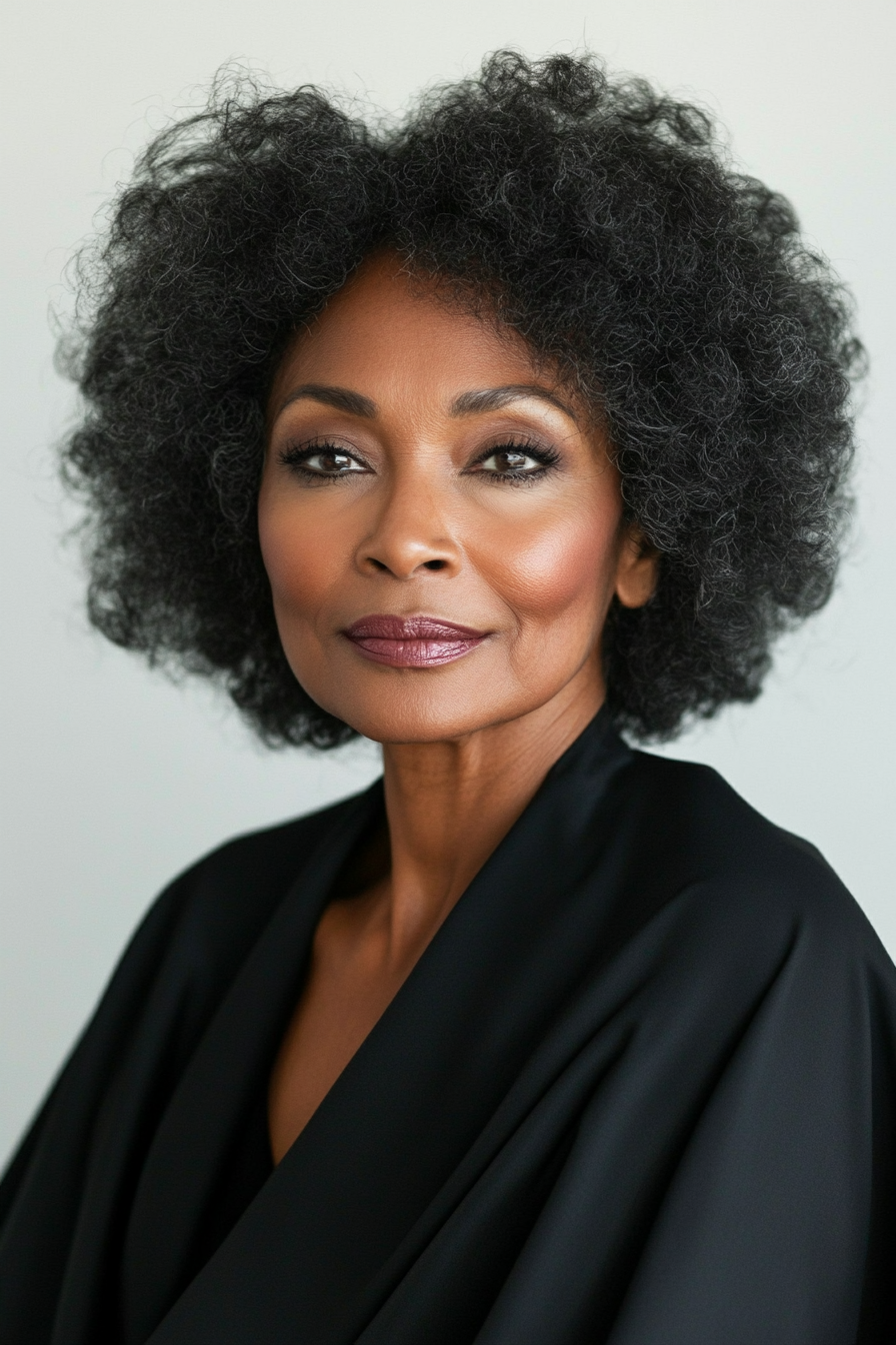 20. Tapered Afro in Warm Ebony (Trendy Haircuts For Women Over 50) - Trendy Haircuts For Women Over 50